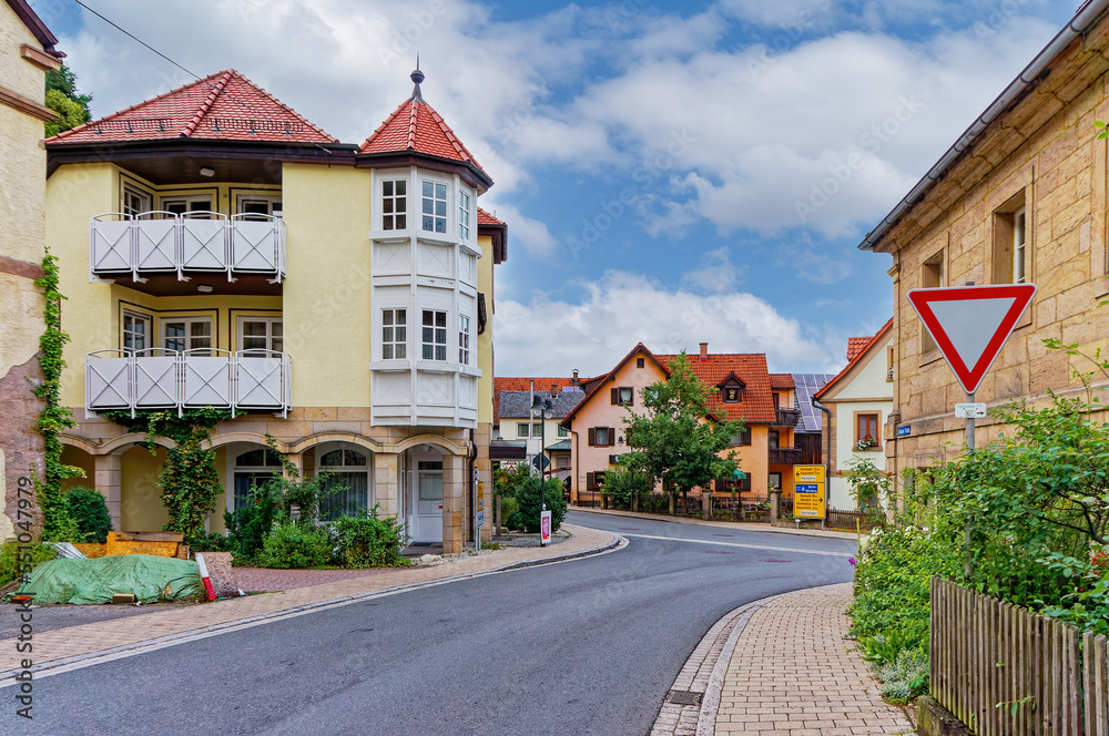 Street in the center of the old town Trebgast. Upper Franconia, Bavaria, Germany Street in the center of the old town Trebgast. Upper Franconia, Bavaria, Germany