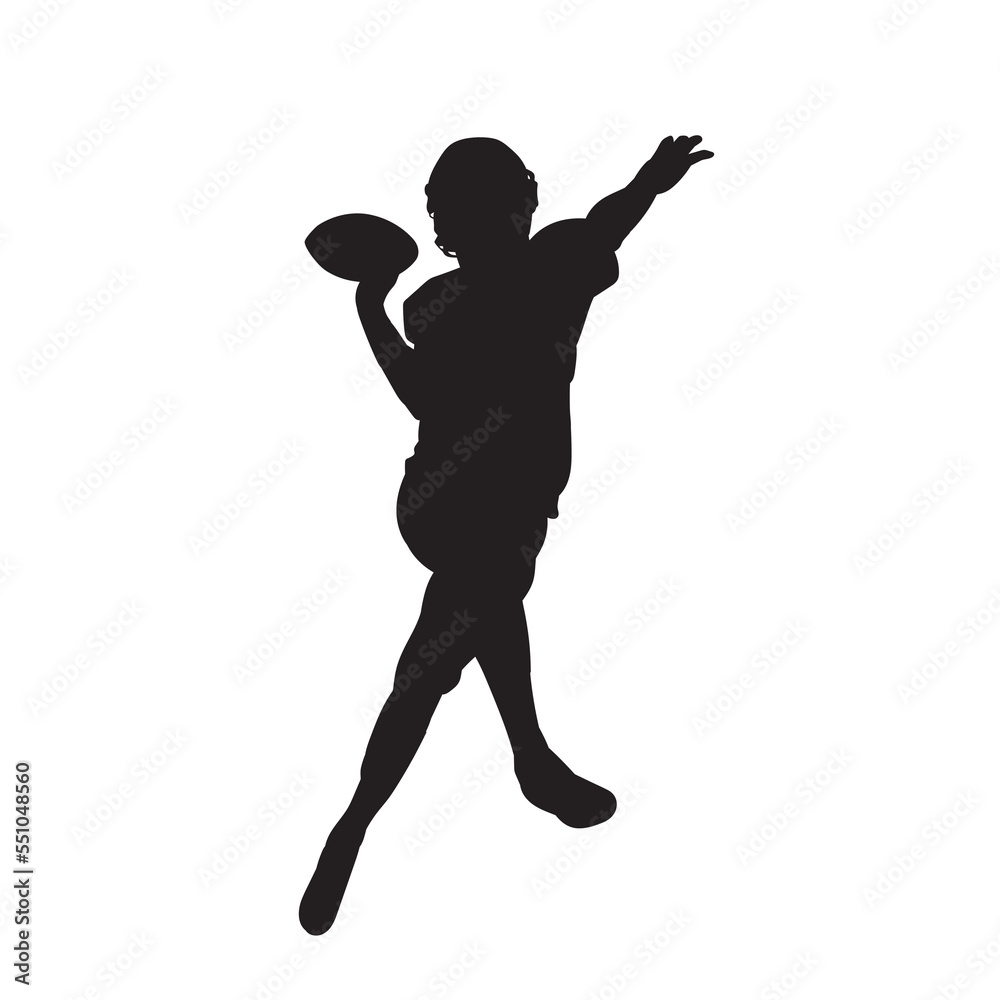American football player isolated vector silhouette.