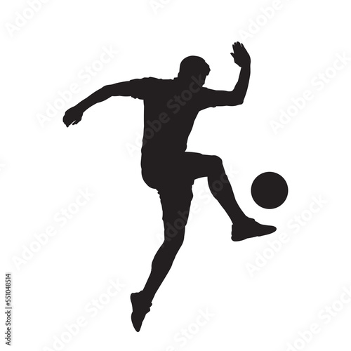Male football soccer player isolated vector silhouette.