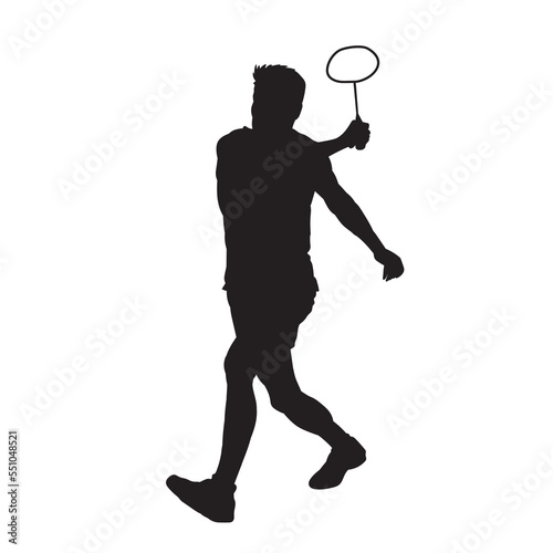Badminton Sport player isolated vector silhouette. © Adikris