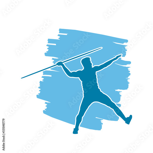 Javelin thrower athlete vector isolated silhouette.