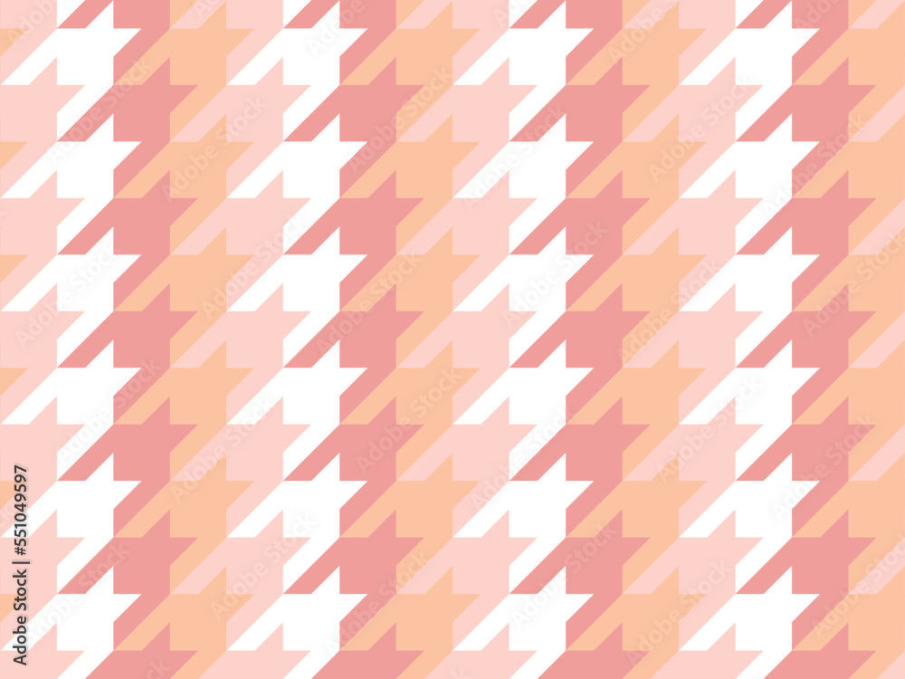 Variation on the classic houndstooth repeating pattern in soft pink and peach color column arrangement. Variation on the classic houndstooth repeating pattern in soft pink and peach color column arrangement.