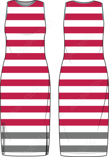 WOMEN AND GIRLS WOVEN LONG DRESS VECTOR