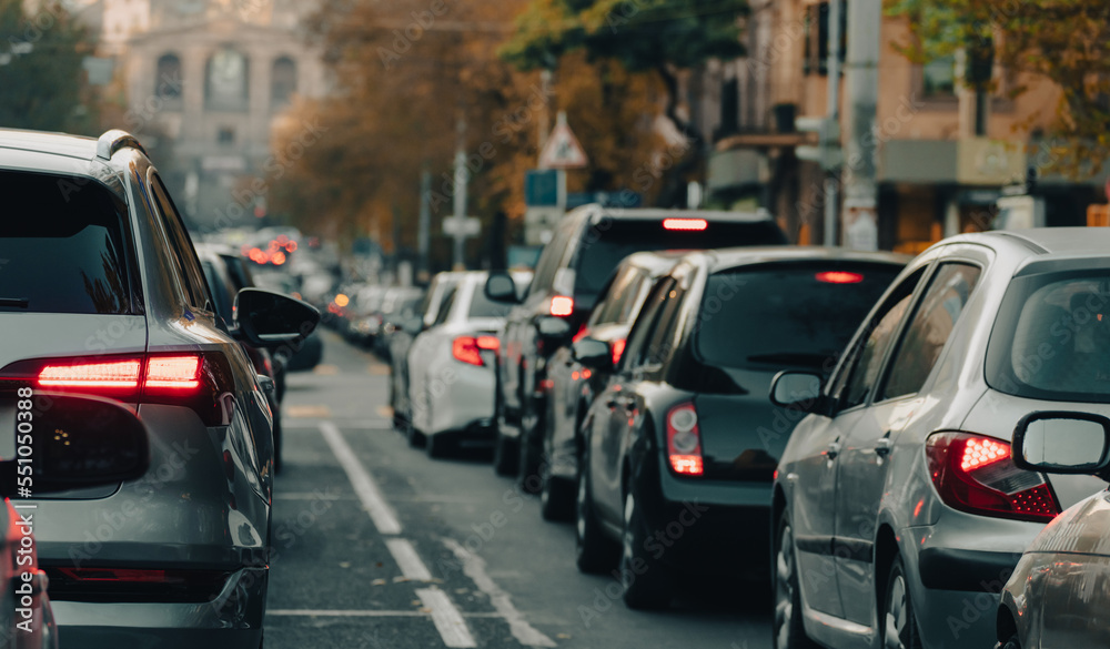 Cars stuck in traffic