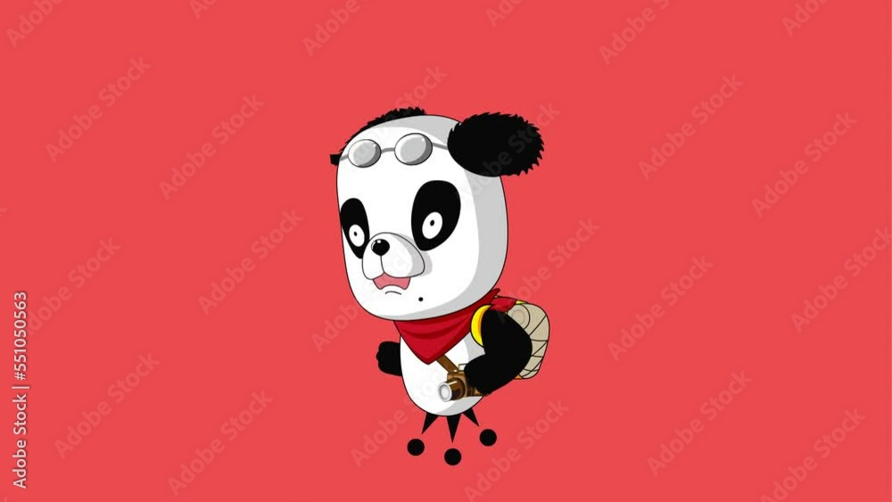 Cartoon panda running background and 2d animation, backpack, panda, education concept, school Cartoon panda running background and 2d animation, backpack, panda, education concept, school
