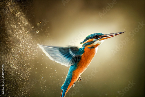 kingfisher flight in the nature generative ai illustration © Animaflora PicsStock