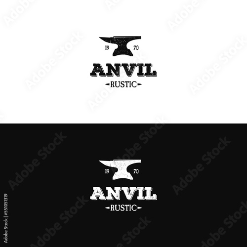 anvil or blacksmith rustic logo with grunge effect