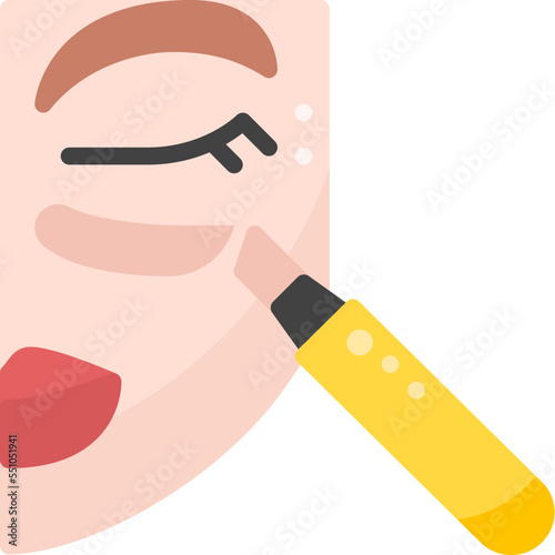 Apply Concealer Face Cosmetic Make up Woman Girl Beauty Healthcare flat icon