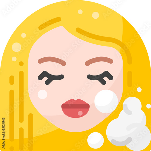 Woman Cleaning Face Cleanser Girl Beauty Healthcare flat icon