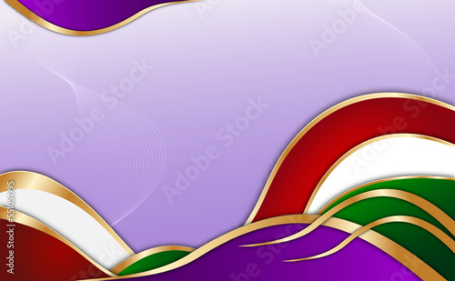 Elegant Purple Shapes Background With Golden Decoration Stock Illustration