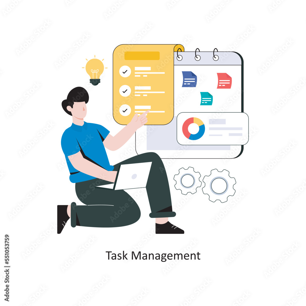 Task Management flat style design vector illustration. stock illustration