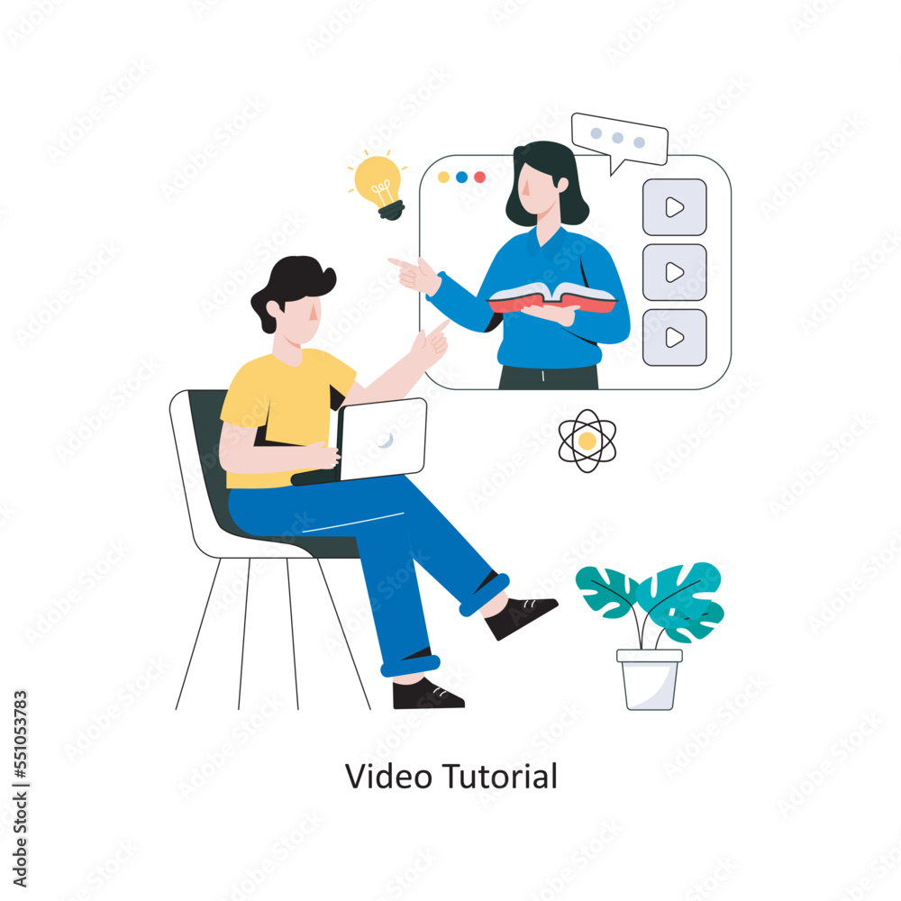 Video Tutorial flat style design vector illustration. stock illustration