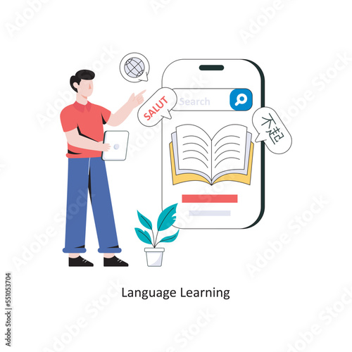 Language Learning flat style design vector illustration. stock illustration