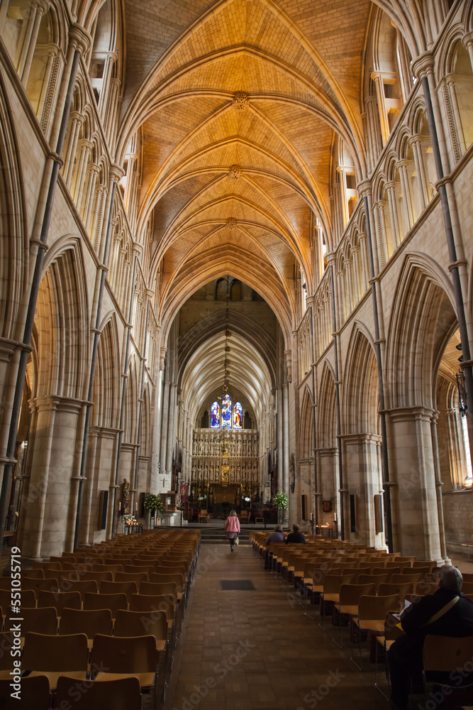 London, United Kingdom -the interior of famous Southwark Cathedral church