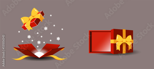 A set of Christmas gifts in snowflakes with a bow.