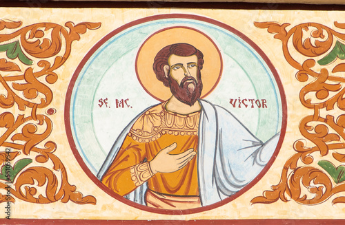 An icon representing the Saint Victor at the Orthodox Church in Reghin - Romania photo