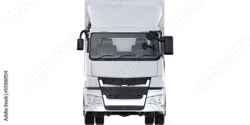 front view of Cargo truck for make mockup isolated on empty background