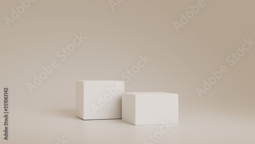 3d Render Empty minimal scene with geometric White Podium display background, Abstract illustration