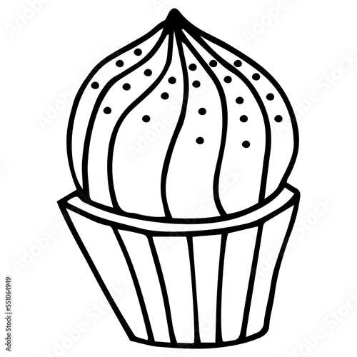 Cute doodle muffin. Hand drawn vector illustration for cards  posters  stickers and professional design  web design  logo. Isolated on white background.