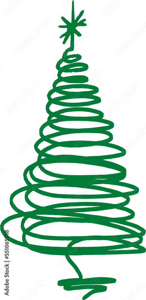 png abstract christmas tree doodle icon isolated.