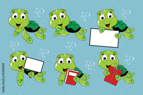 cute turtle animal cartoon graphic