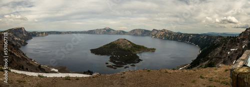 Wizard Island in Crater Lake from the Rim Trail Overlook