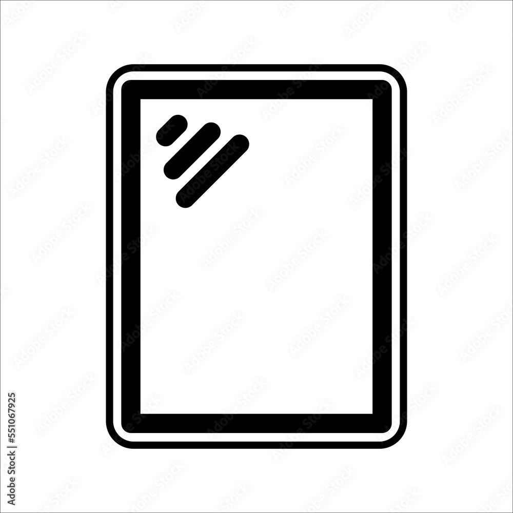 Mirror icon, Reflective glass surface illustration symbol, on white background eps 10. Mirror icon, Reflective glass surface illustration symbol, on white background eps 10.