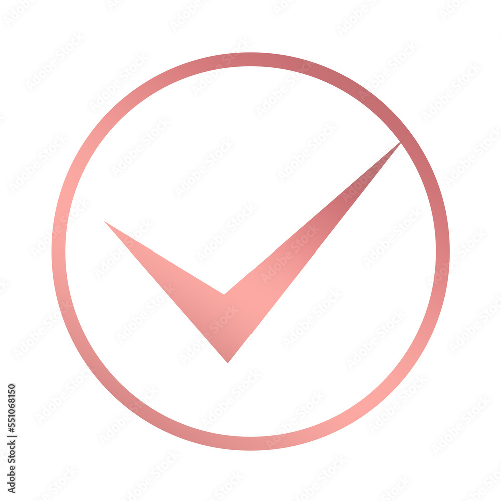 pink correct mark circle
