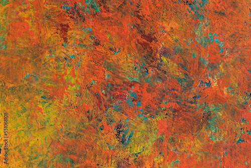 Image of Abstract hand oil painted texture with orange and red colors
