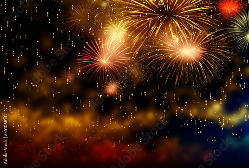 Fireworks in the night sky. Fireworks background illustration