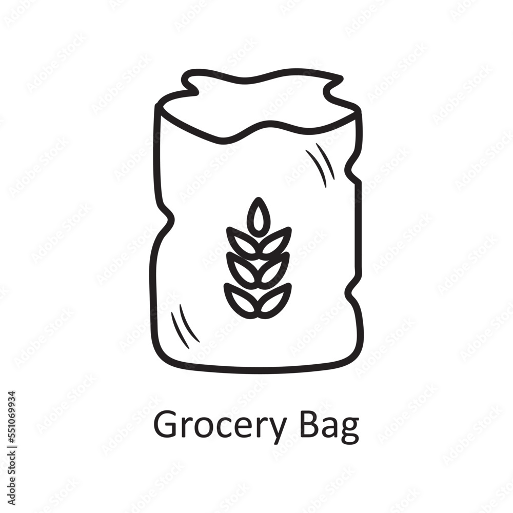 Grocery Bag  vector outline Icon Design illustration. Bakery Symbol on White background EPS 10 File