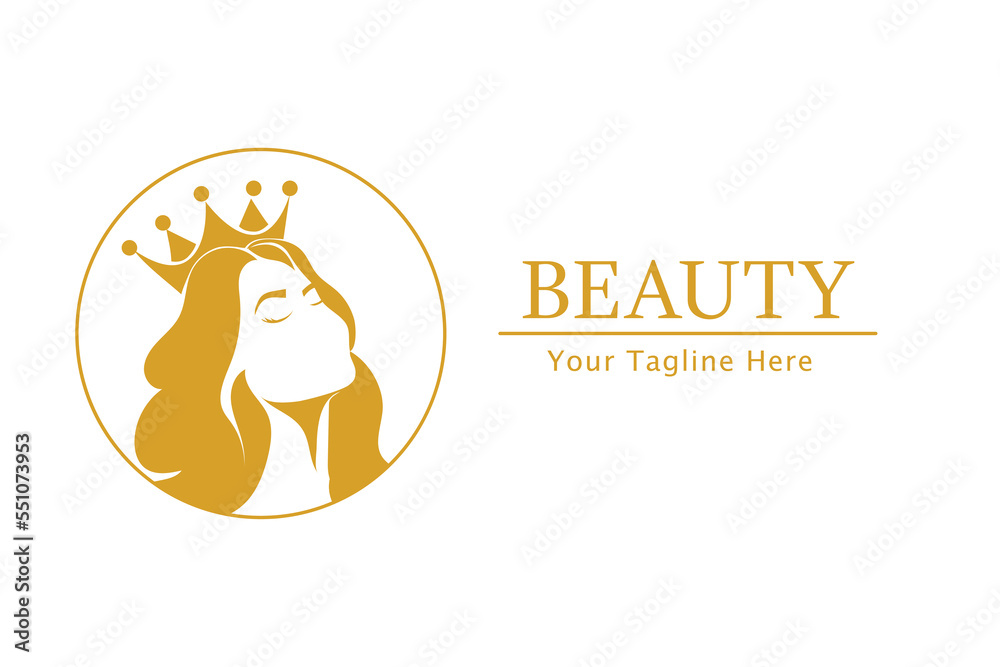 beauty queen with crown logo