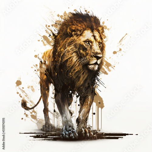 Ink painting of lion portrait