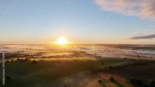 Misty Morning Cheshire Countryside Drone Footage