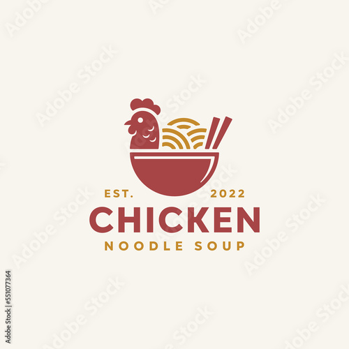 Chicken noodle soup logo design template