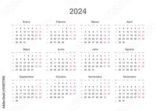 Kalender 2024, spanisch, Querformat