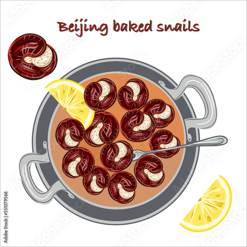 Vietnamese cuisine with snails and lemons.