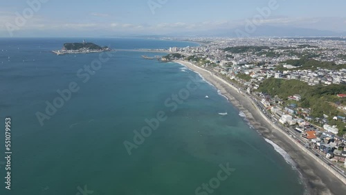 Wallpaper Mural Aerial drone view of Enoshima island and blue sea on a sunny day, Japan Torontodigital.ca