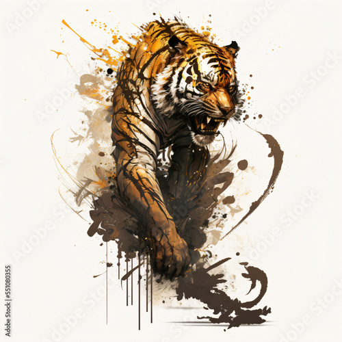 Ink painting of tiger portrait © Pinevilla