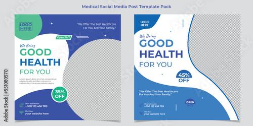 Medical healthcare web banner or square flyer or social media post template design