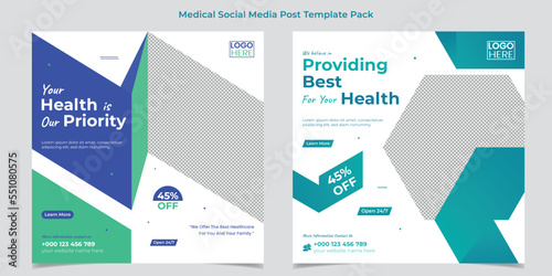 Medical healthcare web banner or square flyer or social media post template design