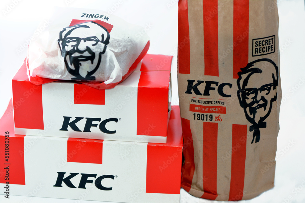Cairo, Egypt, November 13 2022 KFC Fried chicken delivery of Zinger