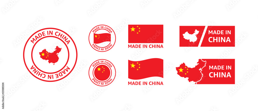 Made in china labels, signs. Chinese product template. Vector EP 10