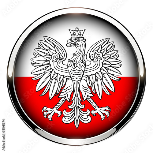 Poland flag button with eag...