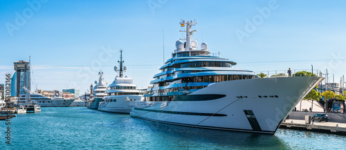 Super Yachts in Port of Barcelona, Spain, Europe