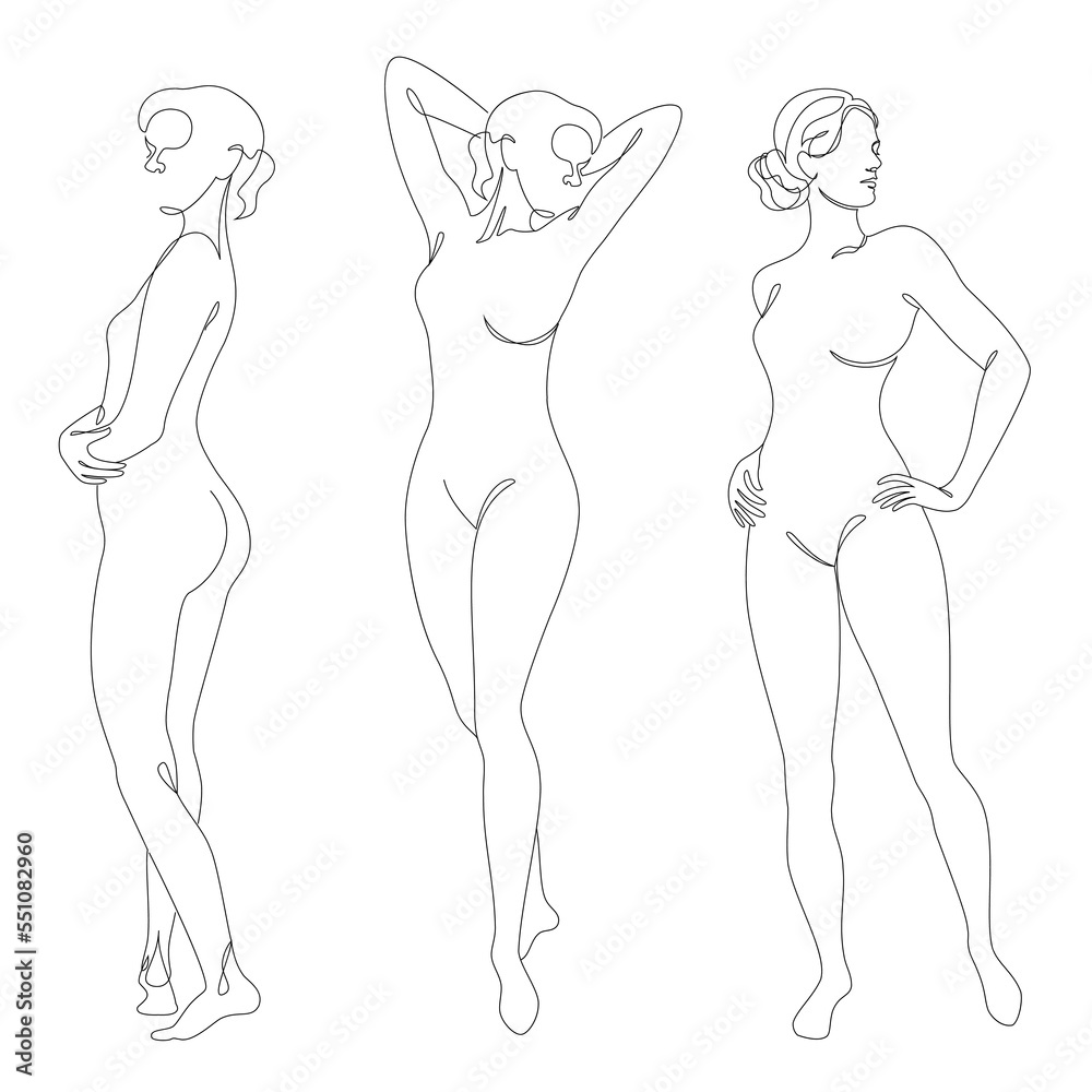 Collection .Silhouettes of a girl in a modern single line style. Woman continuous line drawing, decor outline, posters, wall art, stickers, logo. Vector illustration set. Collection .Silhouettes of a girl in a modern single line style. Woman continuous line drawing, decor outline, posters, wall art, stickers, logo. Vector illustration set.