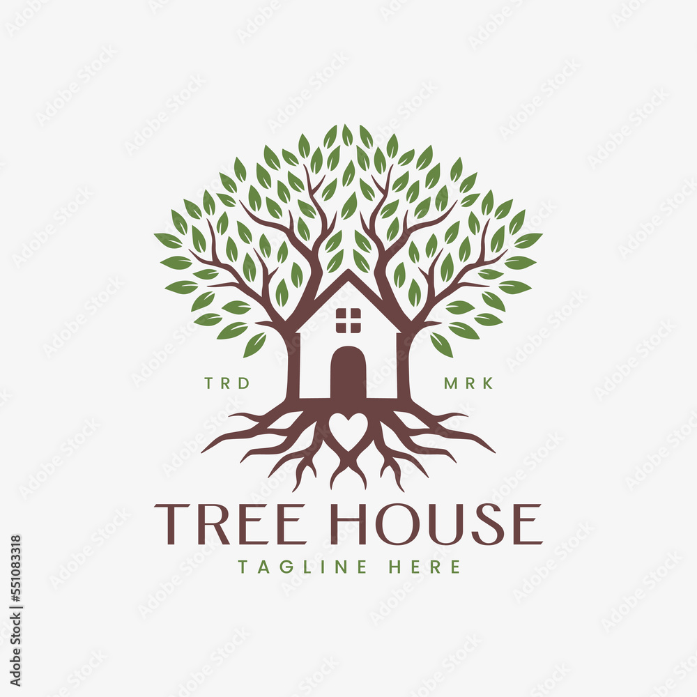 Obraz premium Tree house logo design template