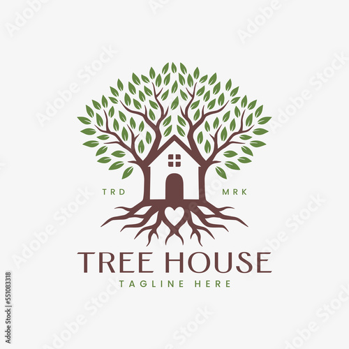 Tree house logo design template
