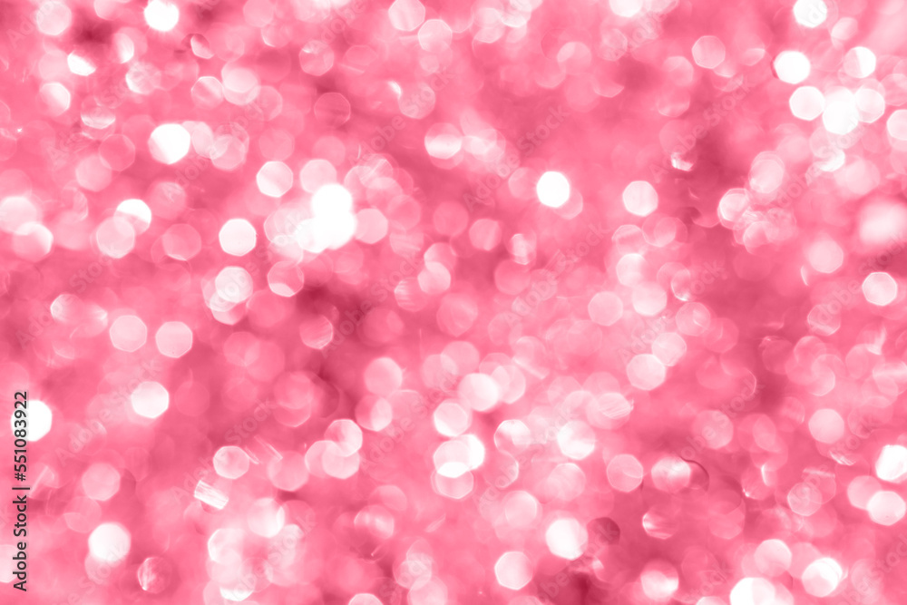 Trendy viva magenta color of 2023. Christmas background. Blurred defocused red lights. Trendy viva magenta color of 2023. Christmas background. Blurred defocused red lights.