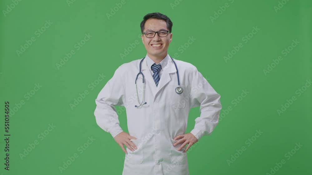 Asian Male Doctor With Stethoscope Putting Hands On His Hip And Smiling On Green Screen Background In The Hospital
Asian Male Doctor With Stethoscope Putting Hands On His Hip And Smiling On Green Screen Background In The Hospital